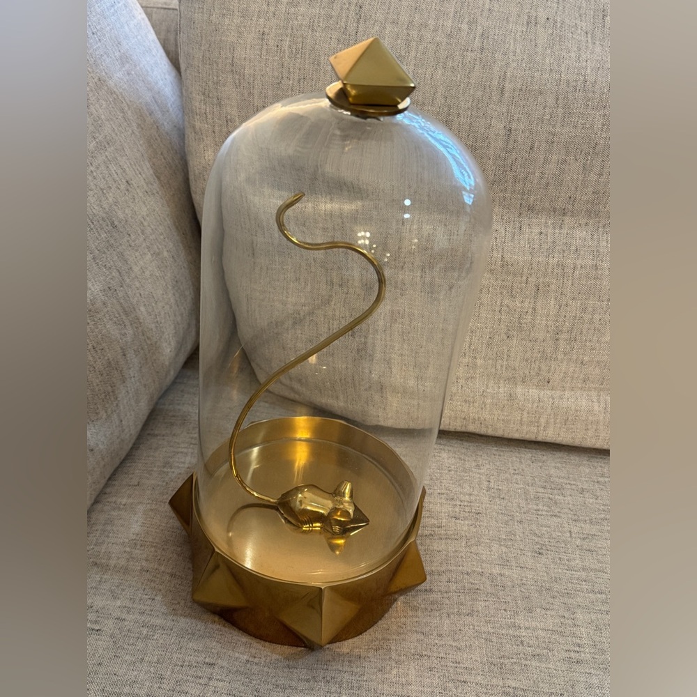 Pottery Barn Teen Emily & Merritt mouse tail jewelry cloche dome organizer gold
